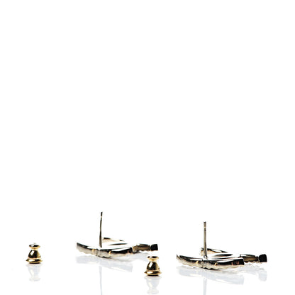Chanel Crystal CC Large Stud Earrings Gold 3 of 5