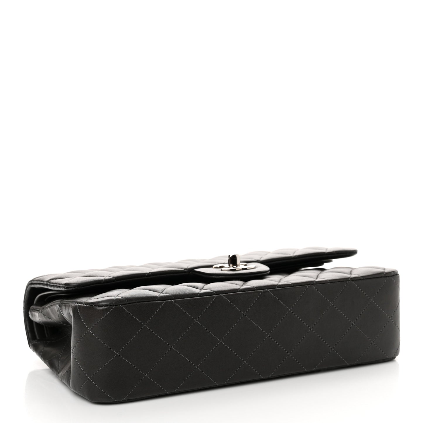 Lambskin Quilted Medium Double Flap Dark Grey