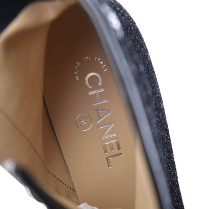 Chanel Glitter Patent Cap Toe Short Boots 41 Black 7 of 9