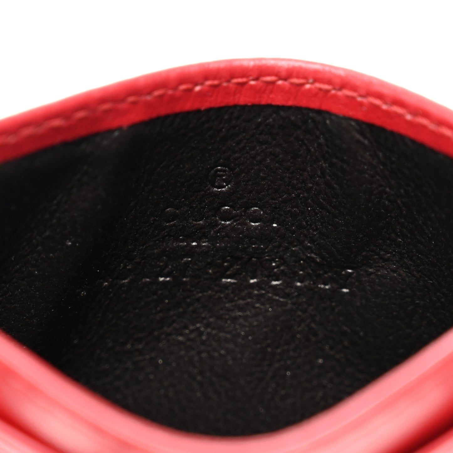 Calfskin Matelasse GG Marmont Card Holder Hibiscus Red