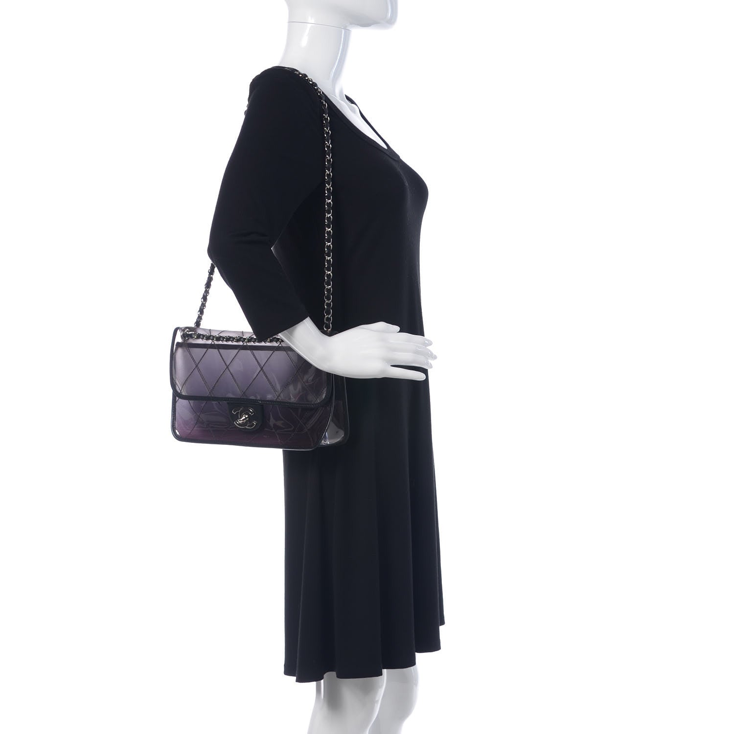 Chanel Vinyl Quilted Degrade Jumbo Single Flap Black 3 of 15