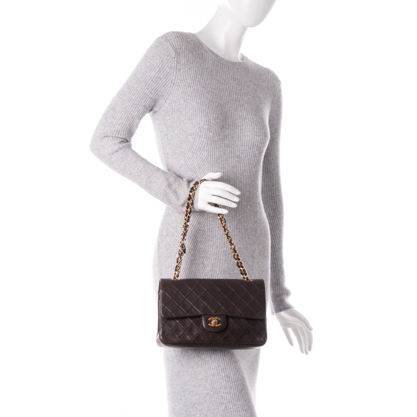 Lambskin Medium Double Flap Brown