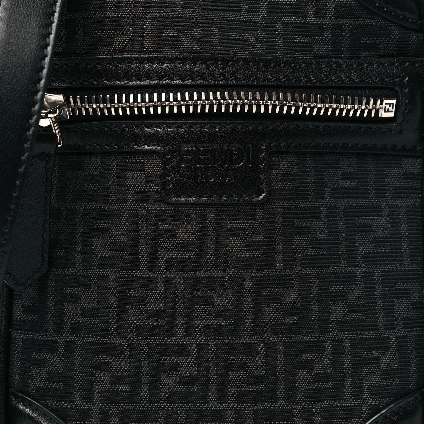 Recycled Fabric Jacquard Vitello Astro Micro FF Mini Trolley Bag Asfalto Black