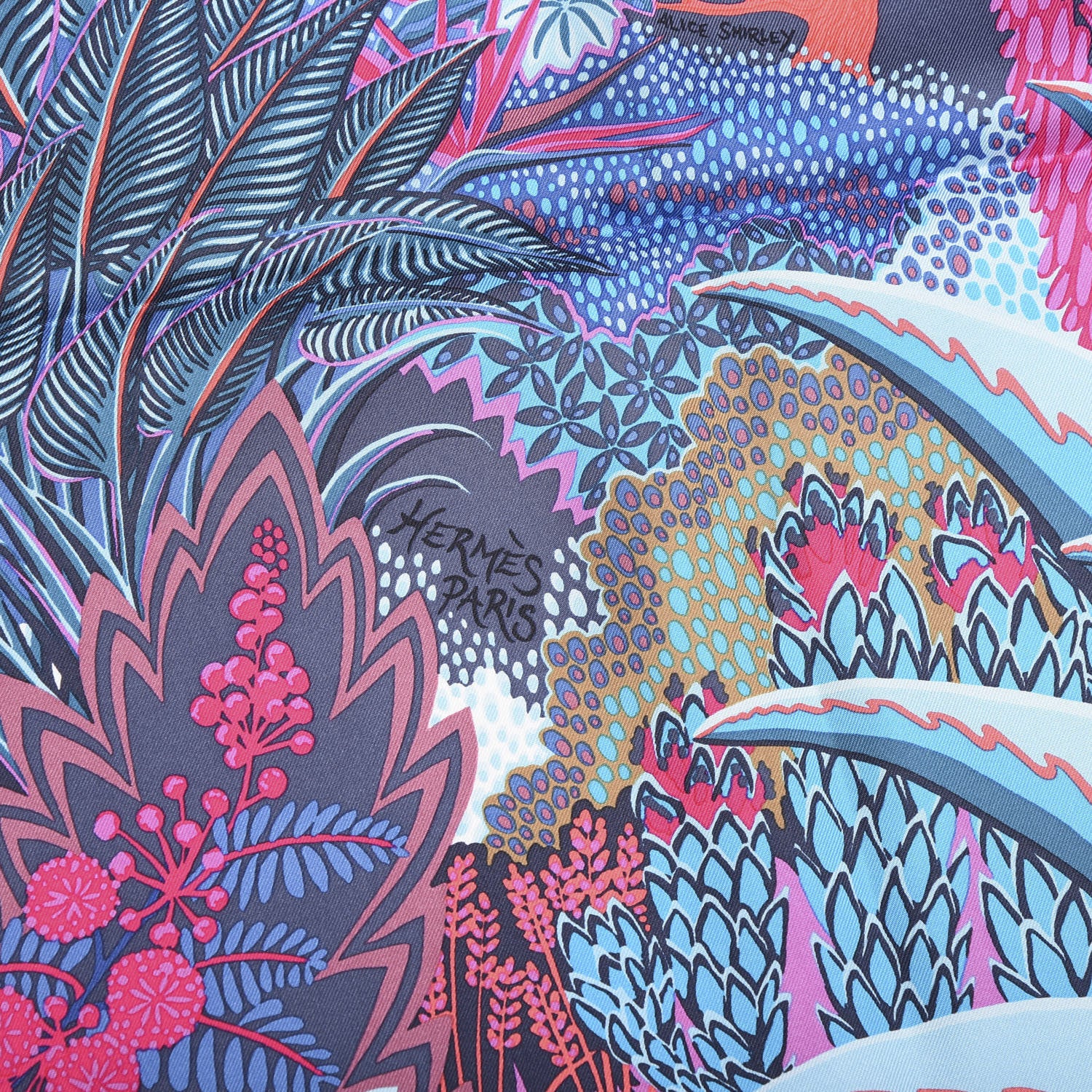 Hermes Silk Mountain Zebra Scarf 90 Turquoise Fuchsia Cobalt 6 of 13