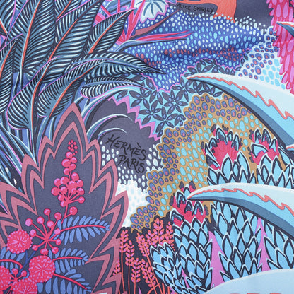 Hermes Silk Mountain Zebra Scarf 90 Turquoise Fuchsia Cobalt 6 of 13