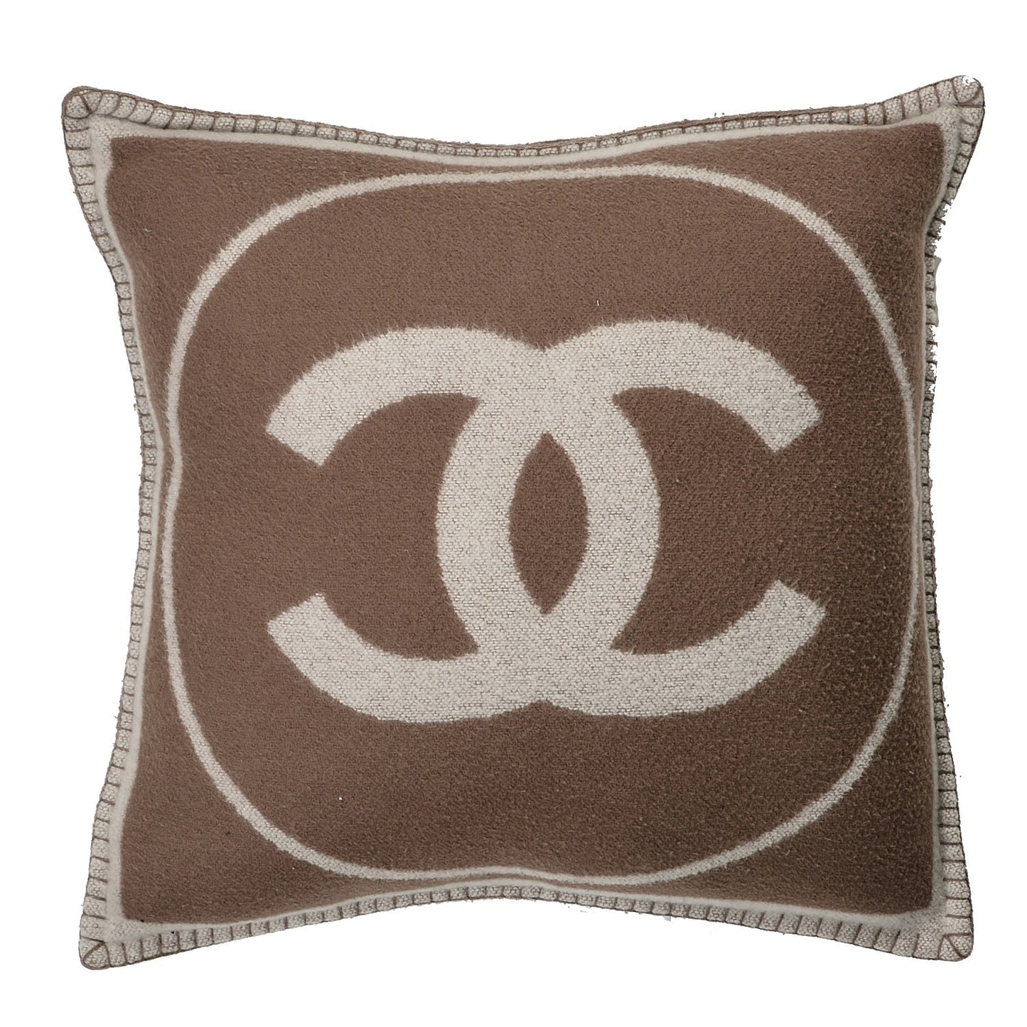 Merino Wool Cashmere CC Pillow Dark Beige Light Beige