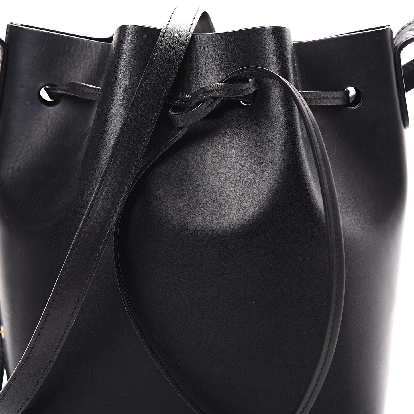 Vegetable Tanned Calfskin Mini Bucket Bag Black Blu