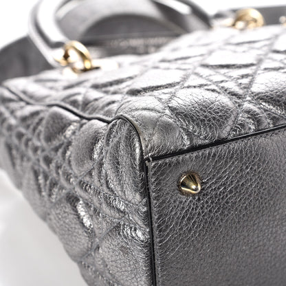 Christian Dior Metallic Grained Calfskin Cannage Medium Lady Dior Silver 7 of 8
