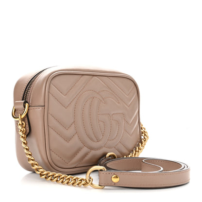 Gucci Calfskin Matelasse Mini GG Marmont Chain Shoulder Bag Porcelain Rose 3 of 10