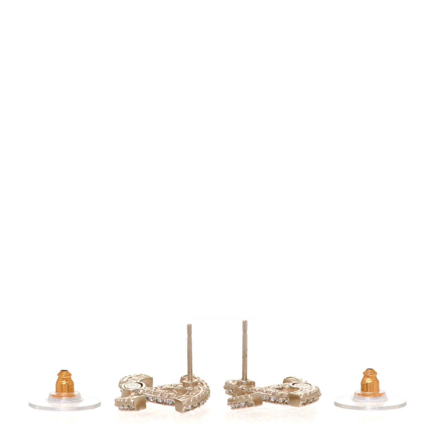 Chanel Crystal Timeless CC Earrings Light Gold 3 of 5