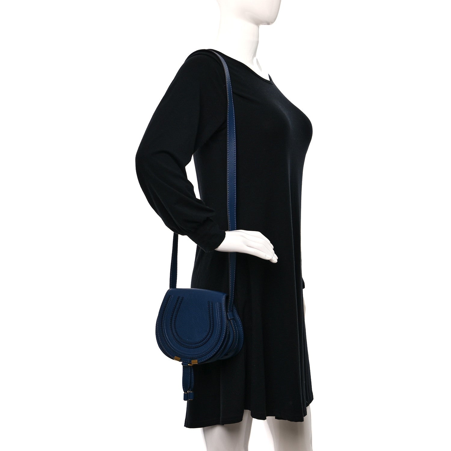 Chloe Calfskin Mini Marcie Round Crossbody Bag Royal Navy 2 of 8