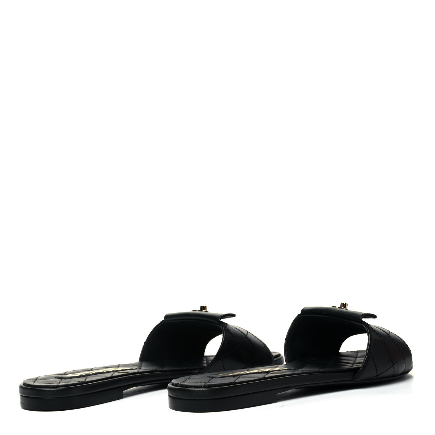 Chanel Lambskin Quilted CC Turnlock Sandals 37 Black 4 of 8