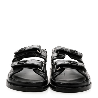 Chanel Lambskin Velcro Dad Sandals 37 So Black 2 of 9