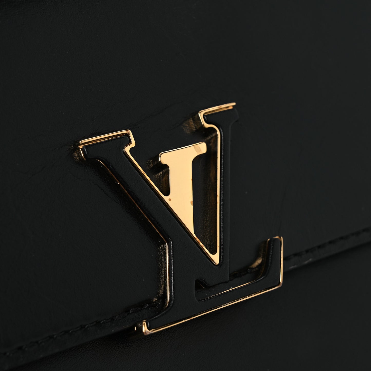 Calfskin LV Wallet On Chain Capucines Black