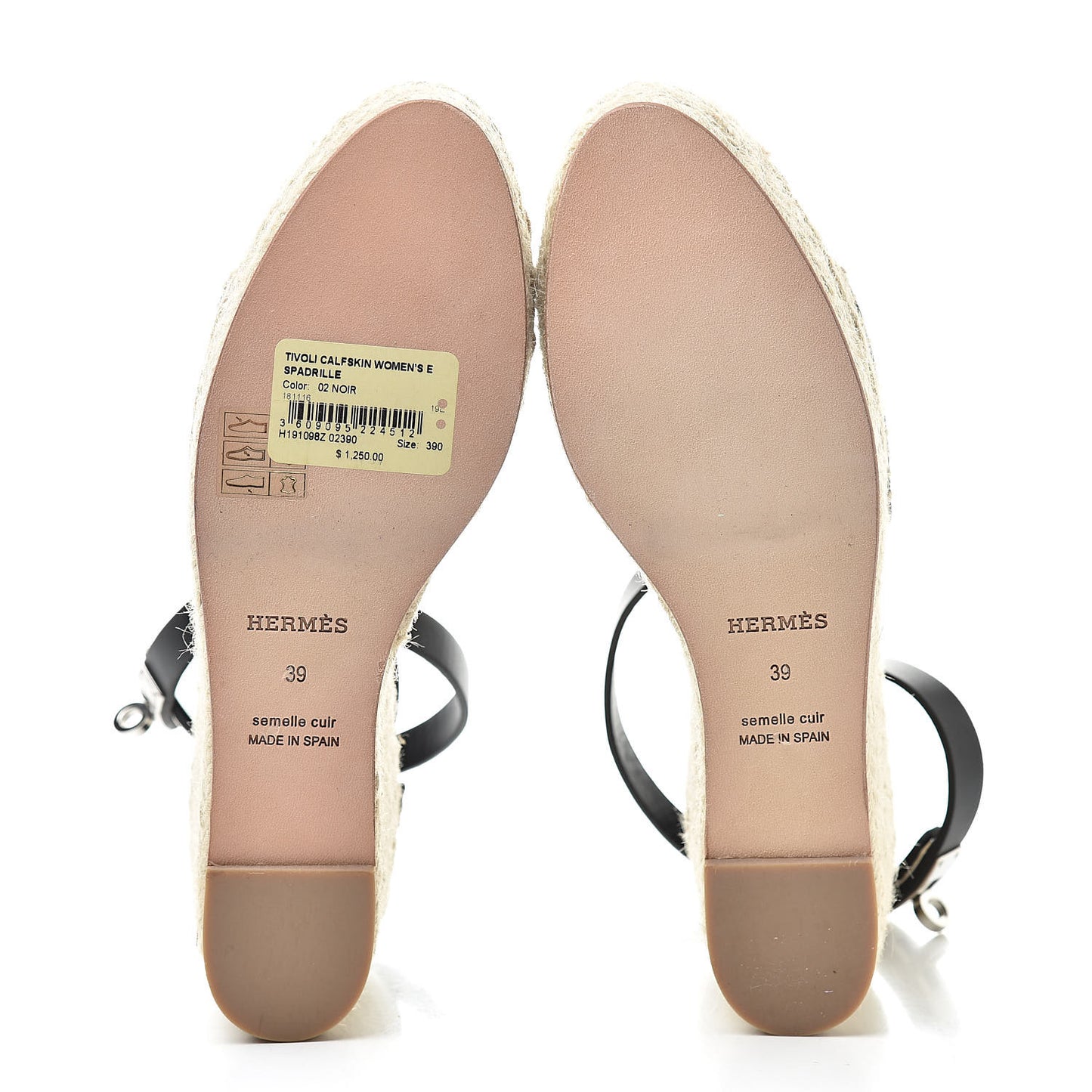 Calfskin Tivoli Espadrille Wedge Sandals 39 Black
