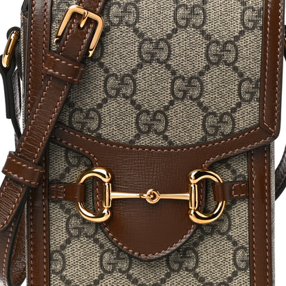 Gucci GG Supreme Monogram Mini Horsebit 1955 Crossbody Bag Beige Brown Sugar 8 of 11