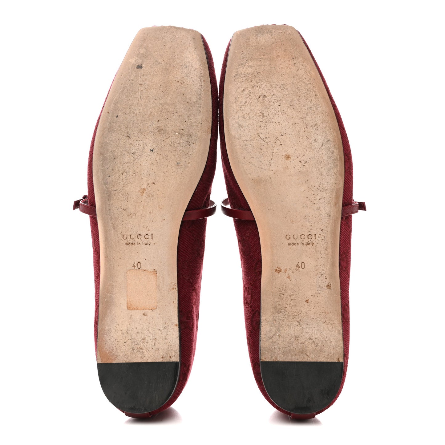 GG Monogram Horsebit Ballet Flats 40 Rosso Ancora