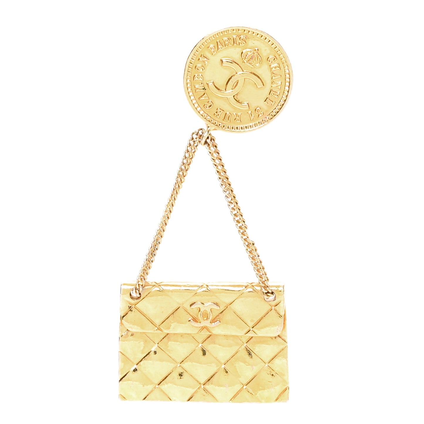 2.55 Flap Bag Brooch Gold