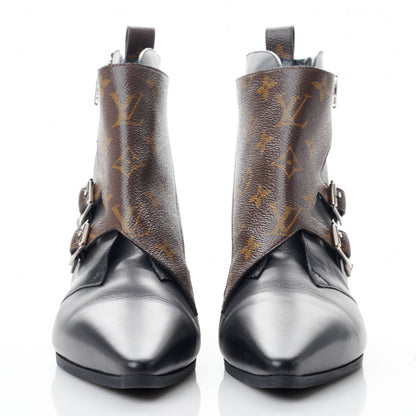Louis Vuitton Calfskin Monogram Jumble Flat Ankle Boots 40 Black 2 of 8