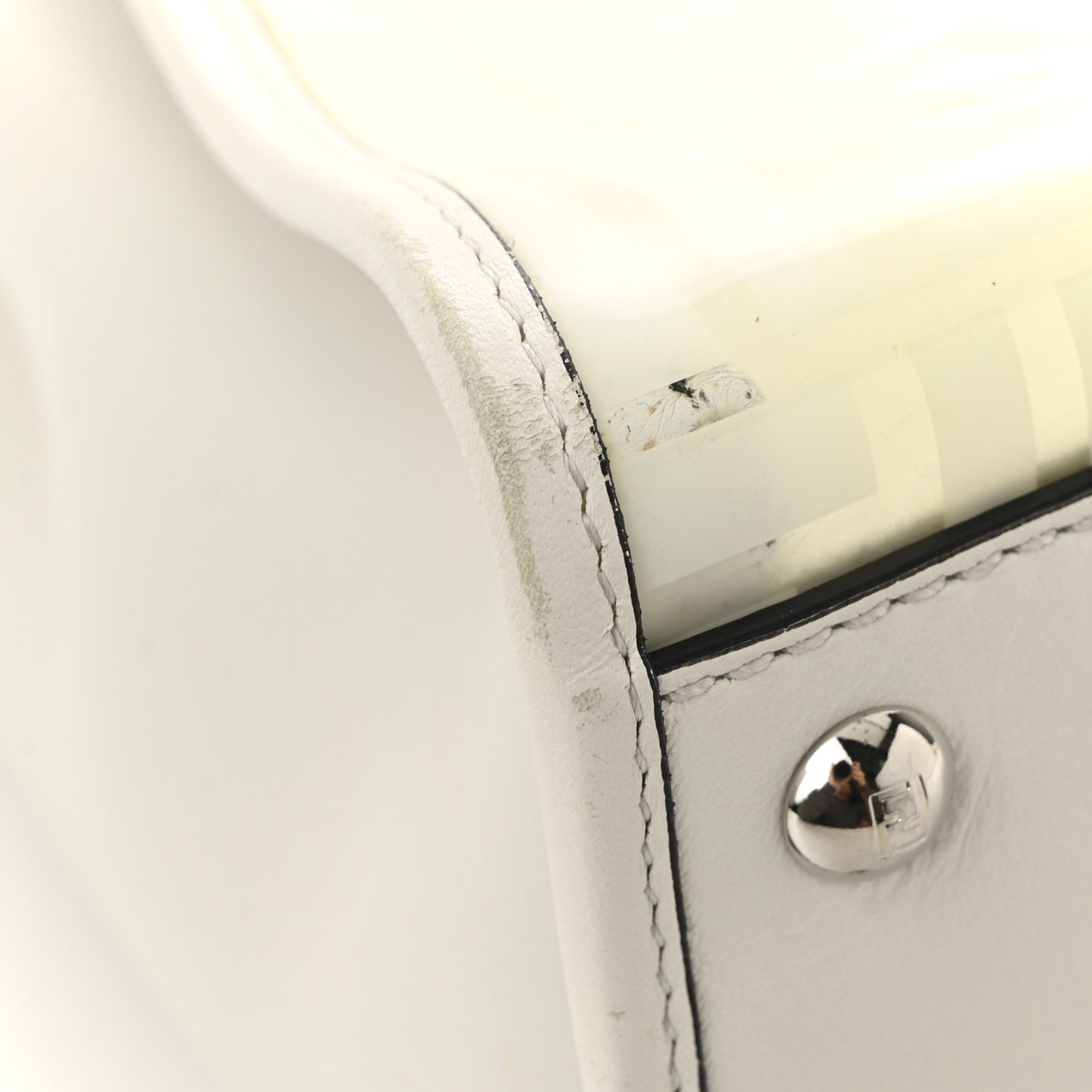 PVC Glass Vitello Seta Shiny Nappa Plexiglass FF Medium Peekaboo Iconic Satchel White Ice