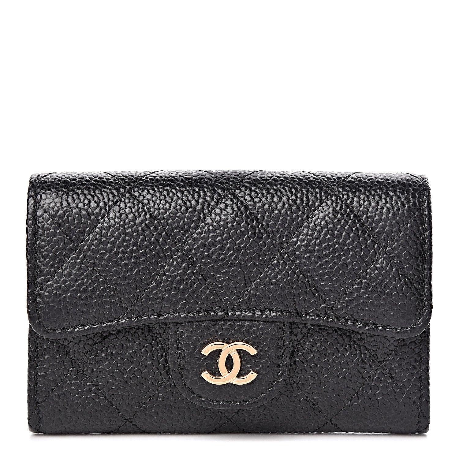 Chanel Caviar Quilted Flap Card Holder Wallet Black 1 of 9