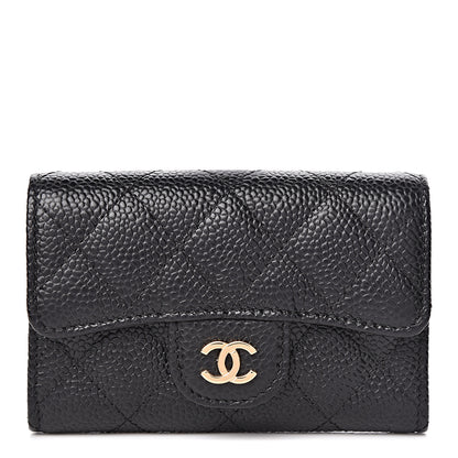 Chanel Caviar Quilted Flap Card Holder Wallet Black 1 of 9