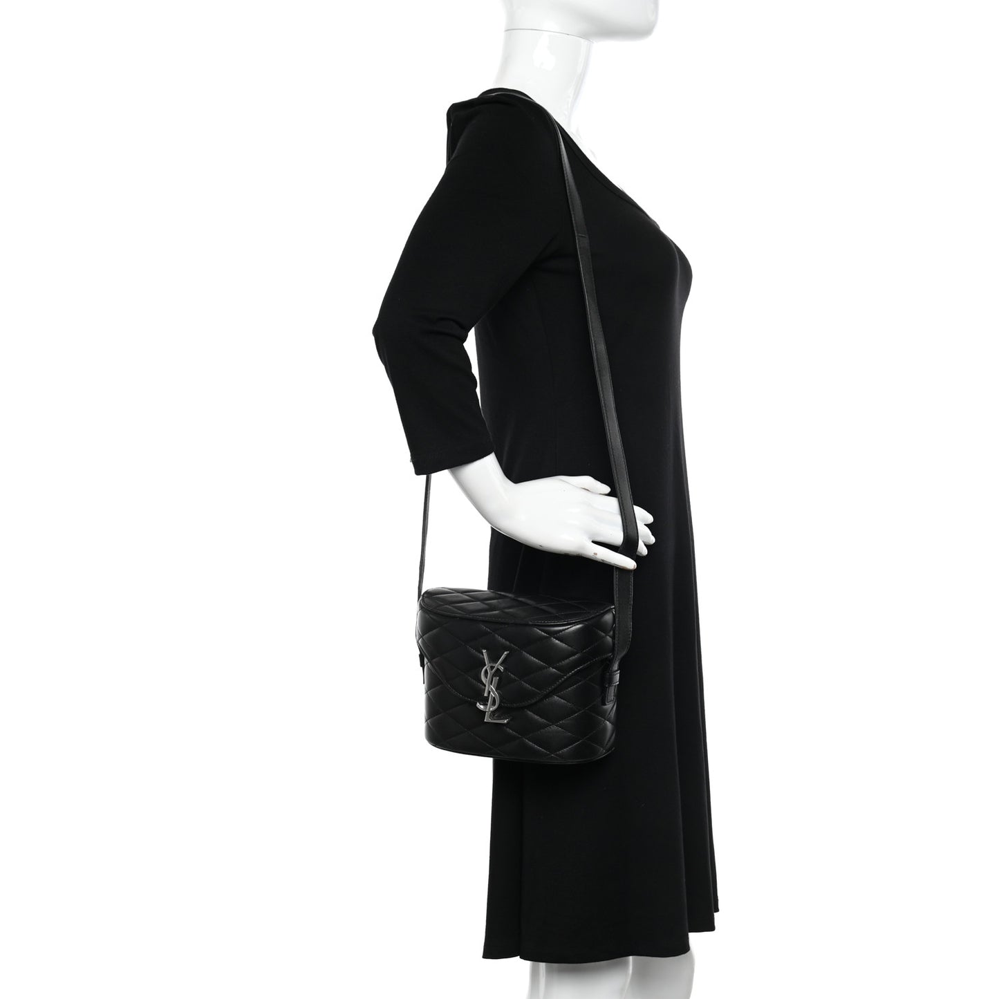 Lambskin Quilted Monogram June Box Bag Black
