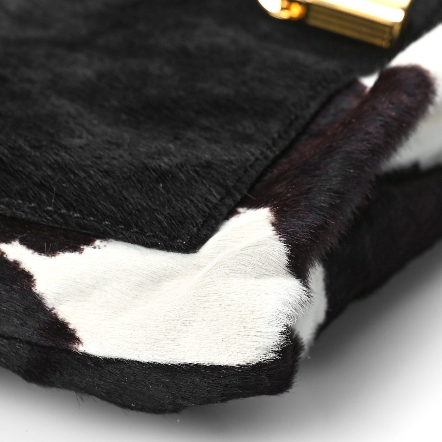 Calf Hair Shoulder Bag Black White