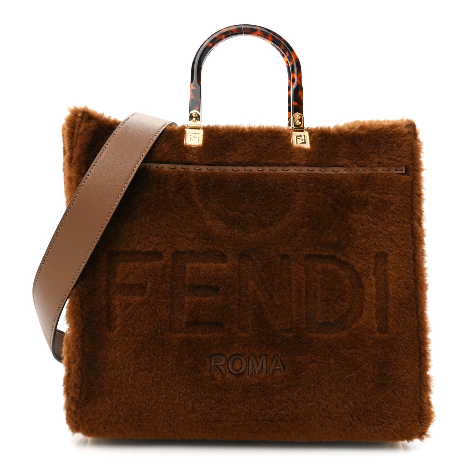 Fendi Shearling Vitello King Logo Medium Fendi Sunshine Shopper Tote Foresta 1 of 12