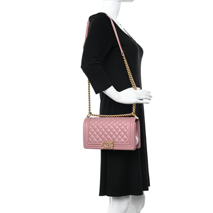 Chanel Metallic Calfskin Quilted Medium Boy Flap Pink 2 of 10