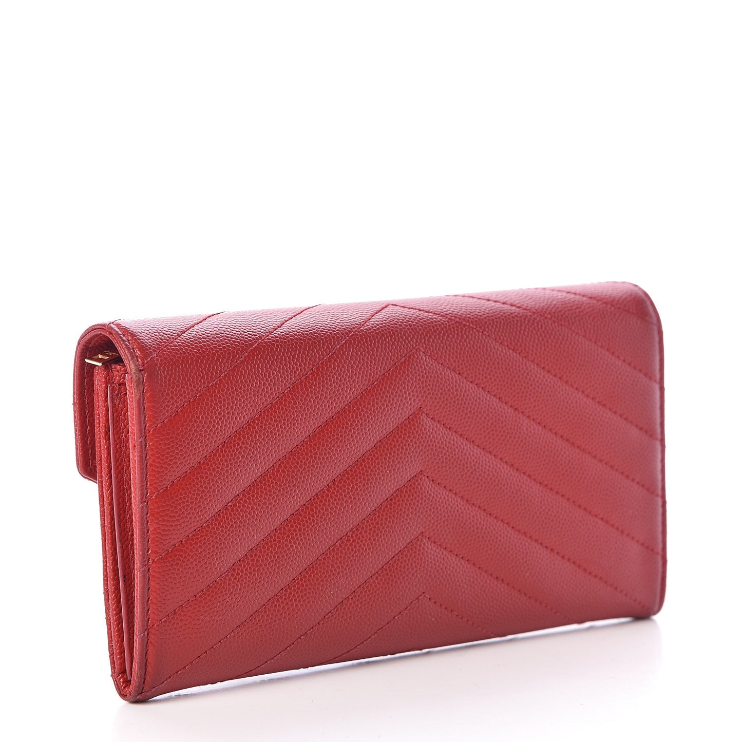 Grain De Poudre Matelasse Chevron Monogram Flap Wallet Red