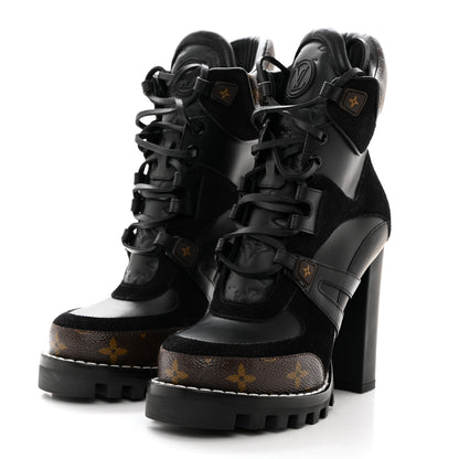 Louis Vuitton Suede Calfskin Monogram Star Trail Ankle Boots 36 Black 3 of 7