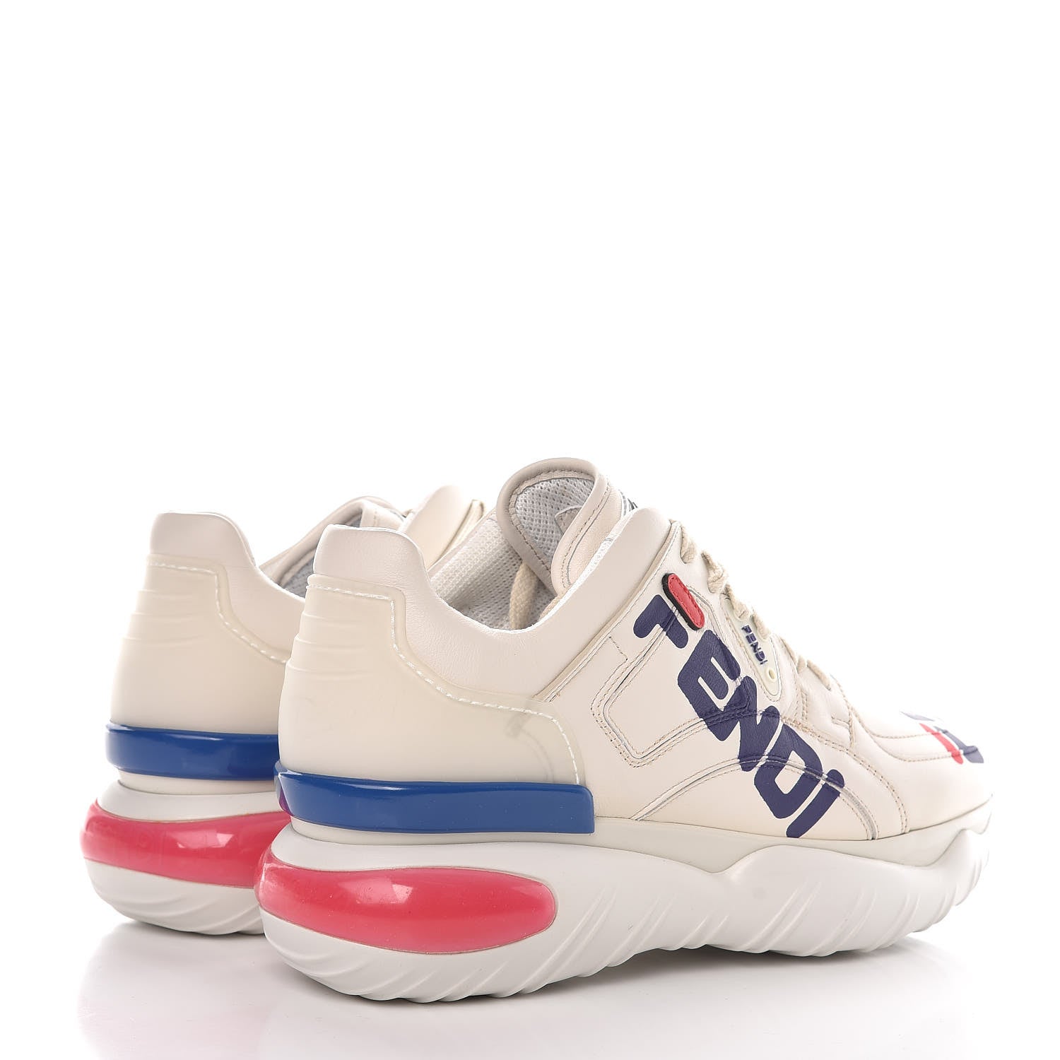 Fendi X FILA Vitello Mania Painted Womens Chunky Sneakers 40 Ice White Caipiroska Blueberry 4 of 8
