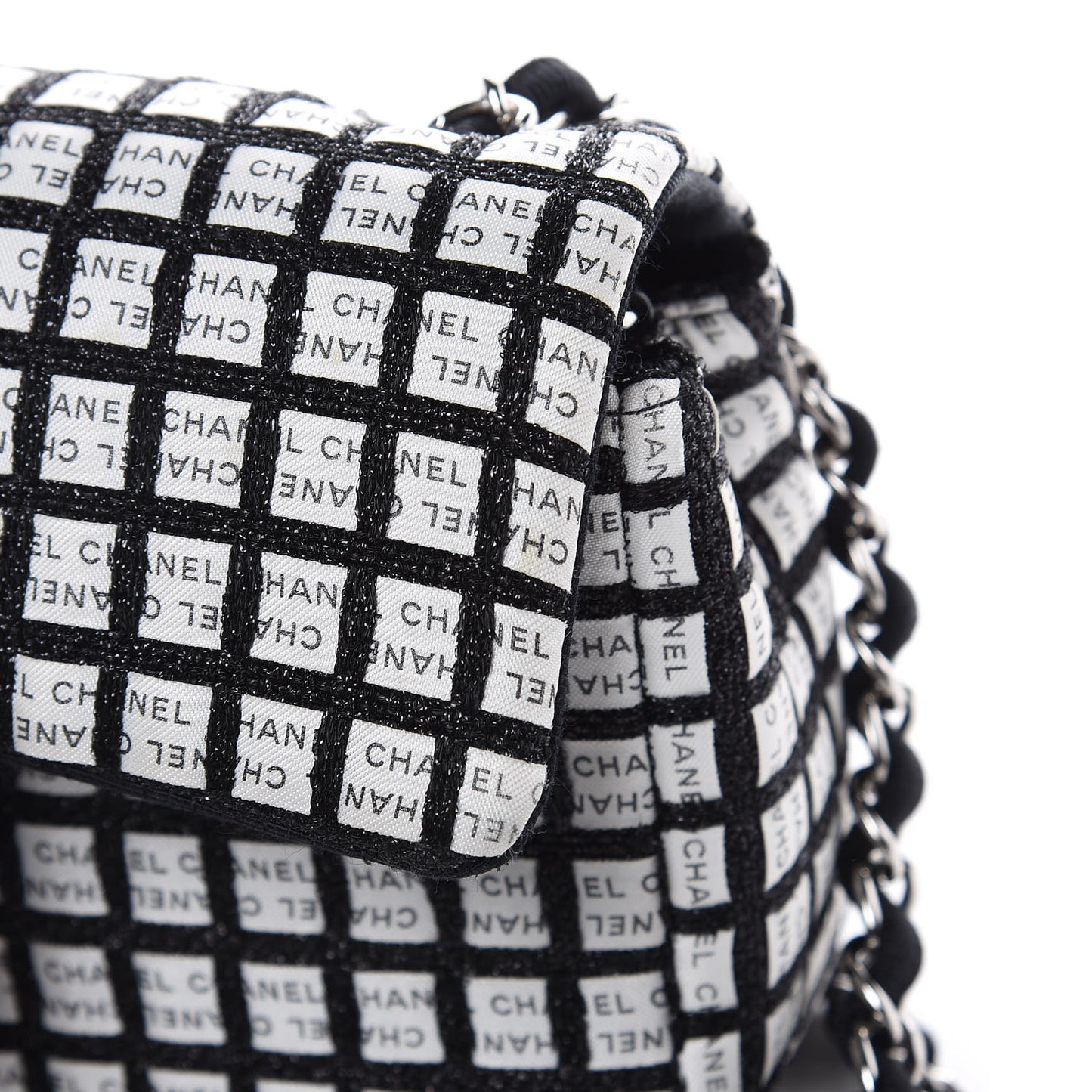 Ribbon Tweed Small Single Flap Black White
