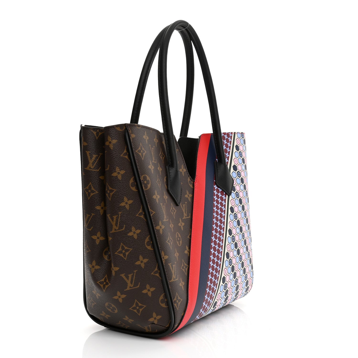 Louis Vuitton Calfskin Monogram Kimono Tote MM Rouge Navy 5 of 28