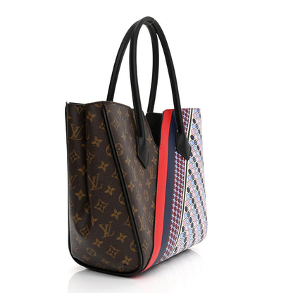 Louis Vuitton Calfskin Monogram Kimono Tote MM Rouge Navy 5 of 28