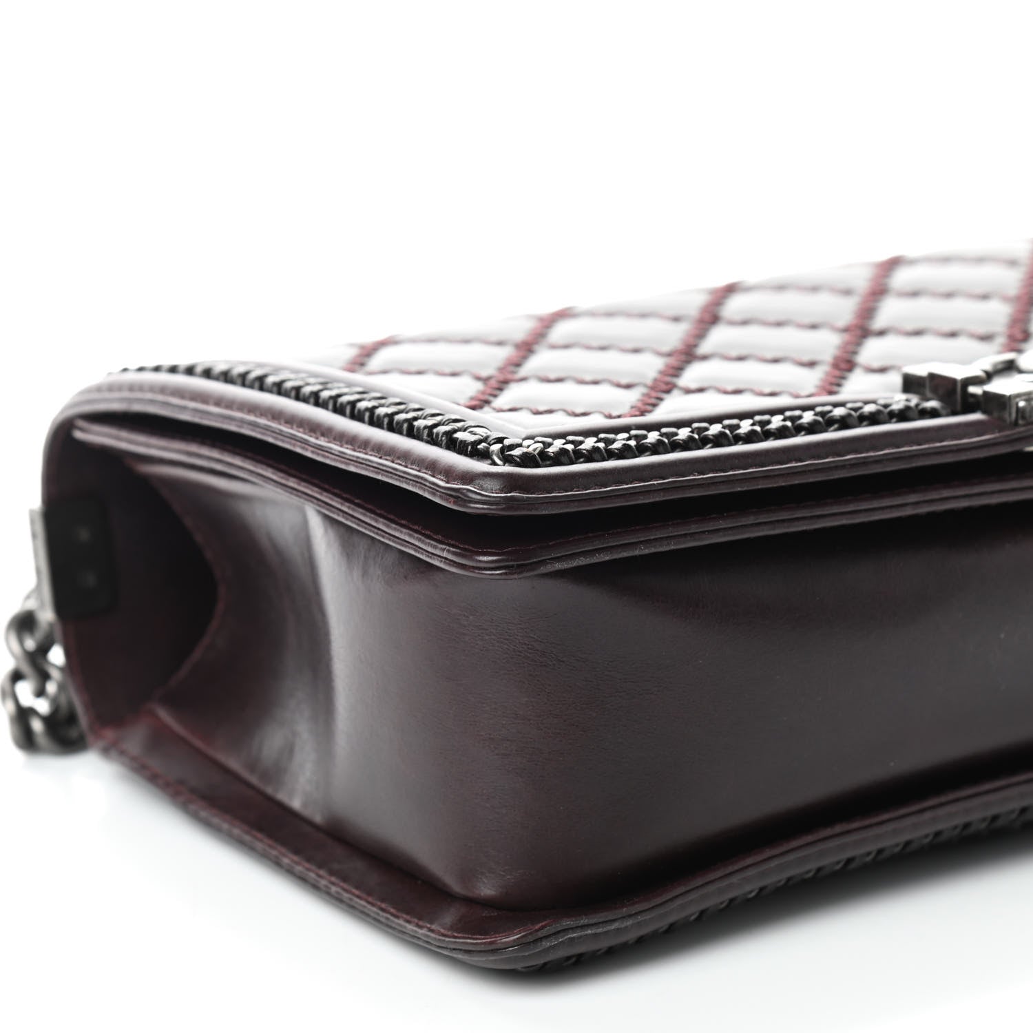 Chanel Goatskin Quilted New Medium Boy Handle Flap Burgundy 9 of 10