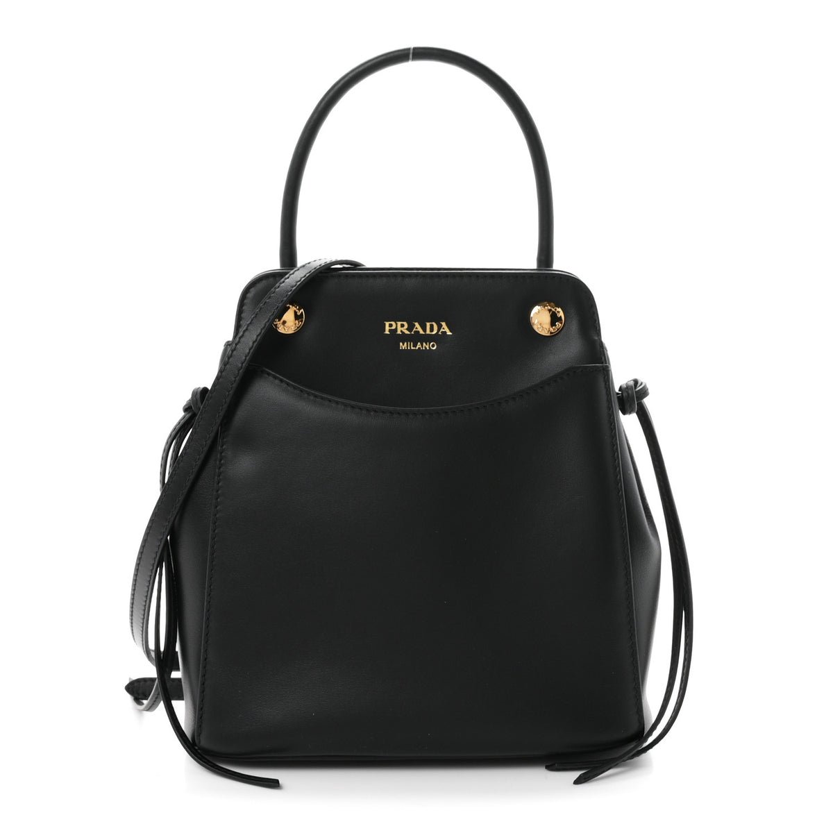 Prada Calfskin Mini Carry Shoulder Bag Black 1 of 11
