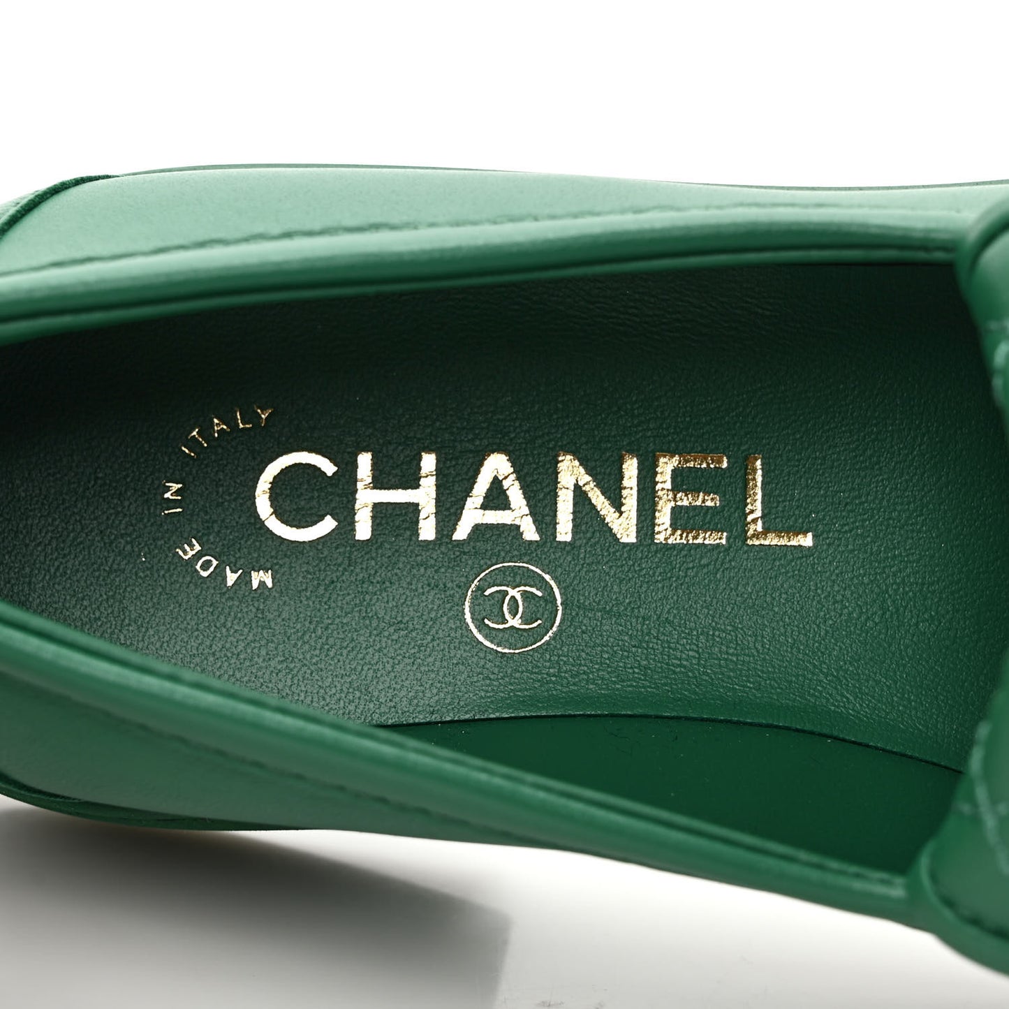 Lambskin Quilted CC Turnlock Loafers 36.5 Green