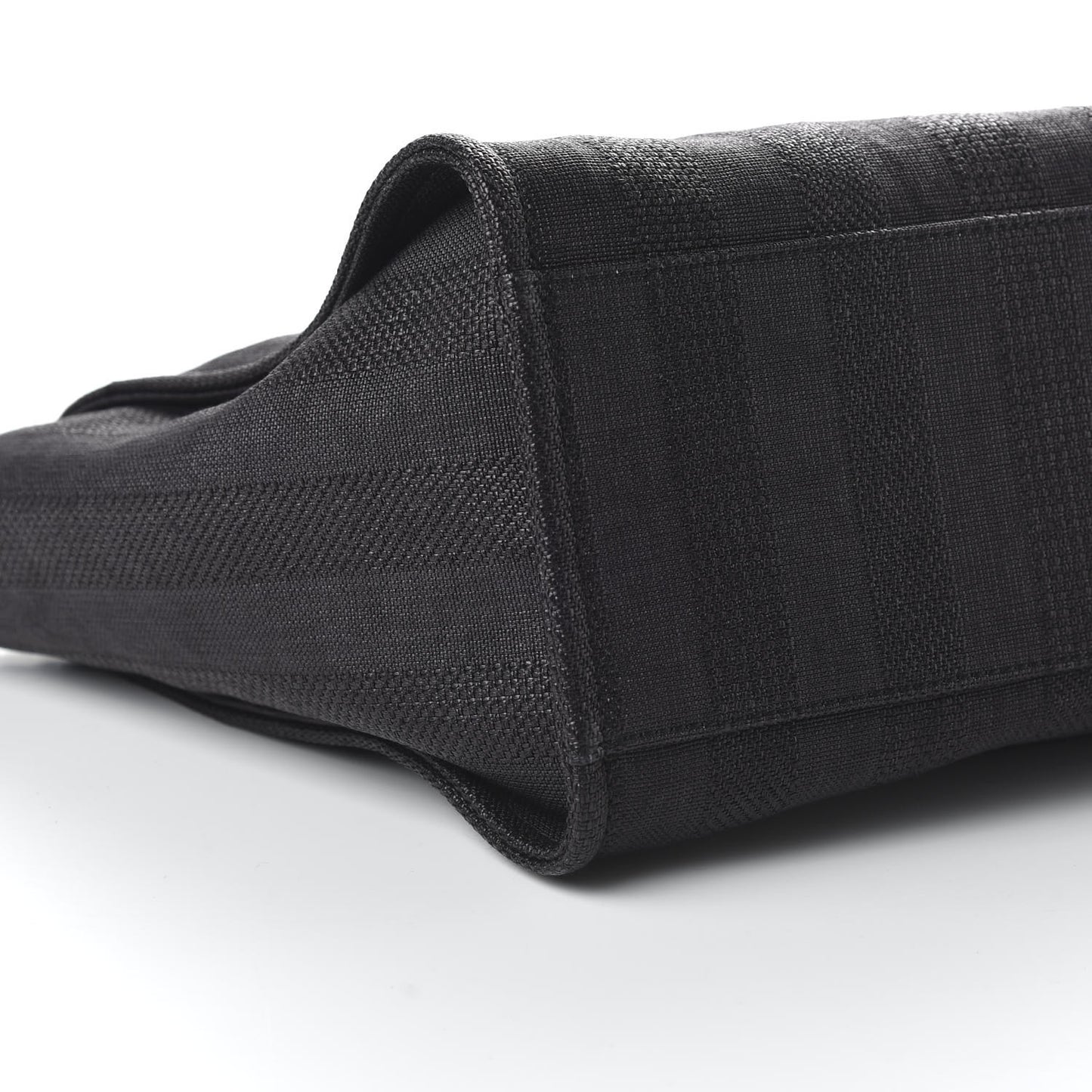 Mixed Fibers Calfskin Striped Medium Deauville Tote Black