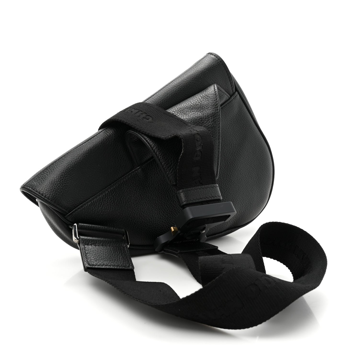 X SHAWN STUSSY Grained Calfskin Saddle Bag Black