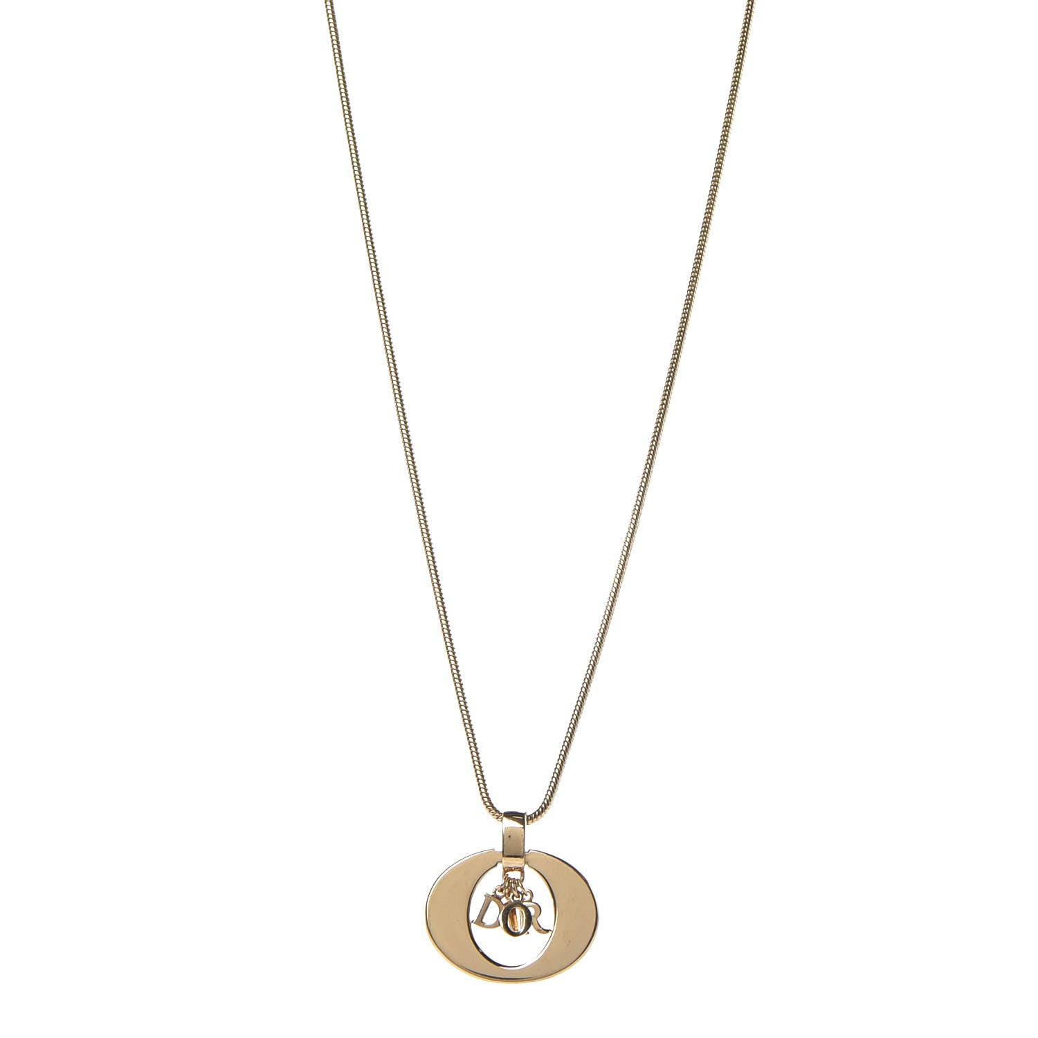 Christian Dior Metal Logo Necklace Gold 1 of 5