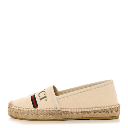 Gucci Canvas Logo Espadrilles 38.5 Greggio White 1 of 9