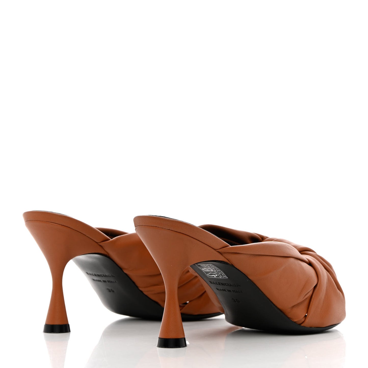 Smooth Nappa Drapy 80mm Sandals 36 Cognac