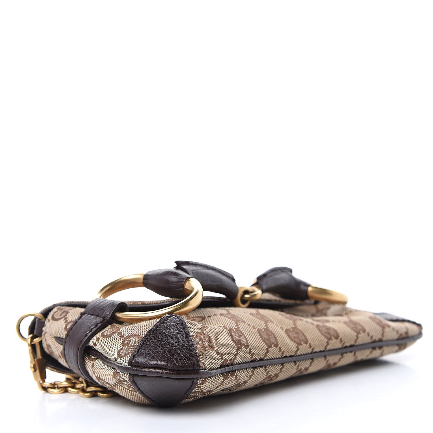 Gucci Monogram Horsebit Clutch Dark Brown 4 of 9