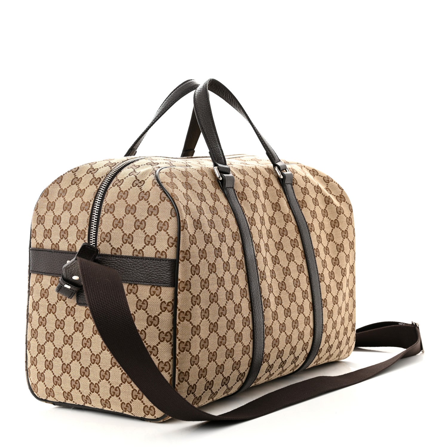 Gucci Monogram Dollar Calfskin Boston Duffle Bag Beige Ebony Testa di Moro Marrone Scuro 2 of 9