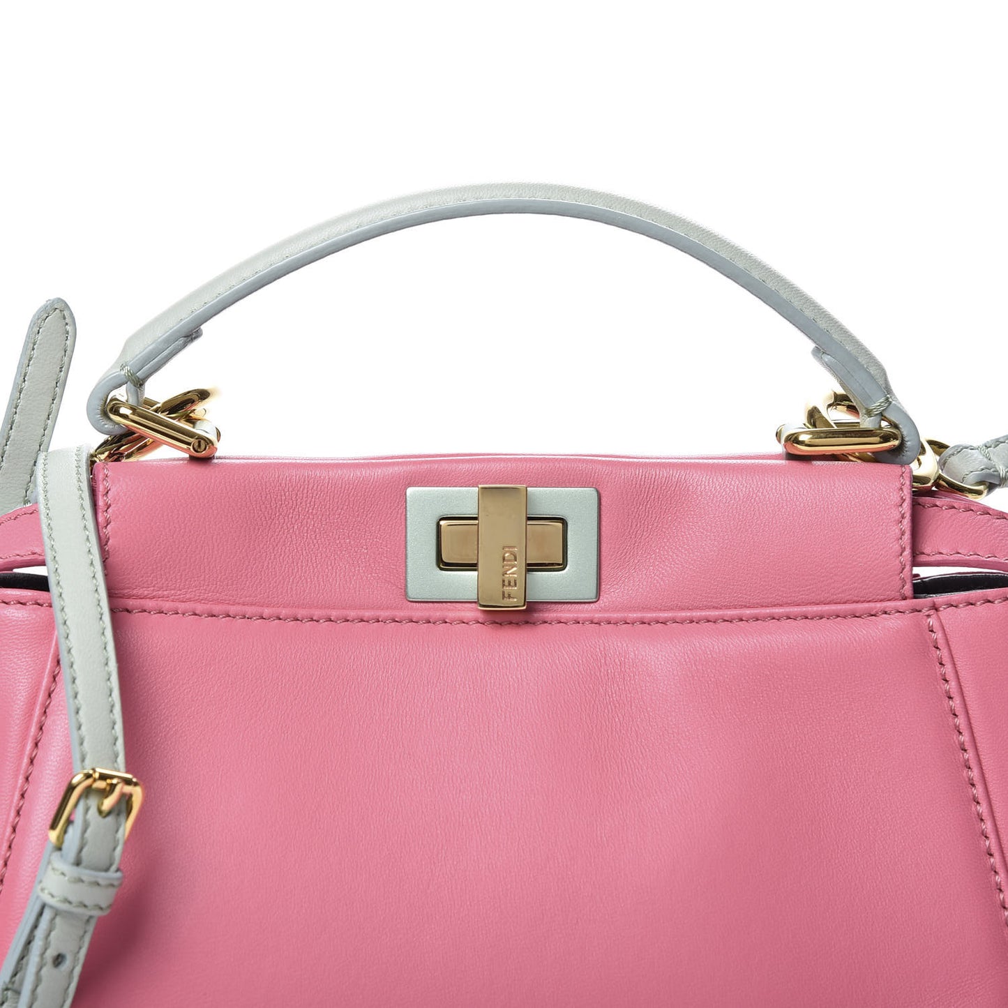 Nappa Colorblock Mini Peekaboo Iconic Satchel Rosa Fluo Oxigen Slate