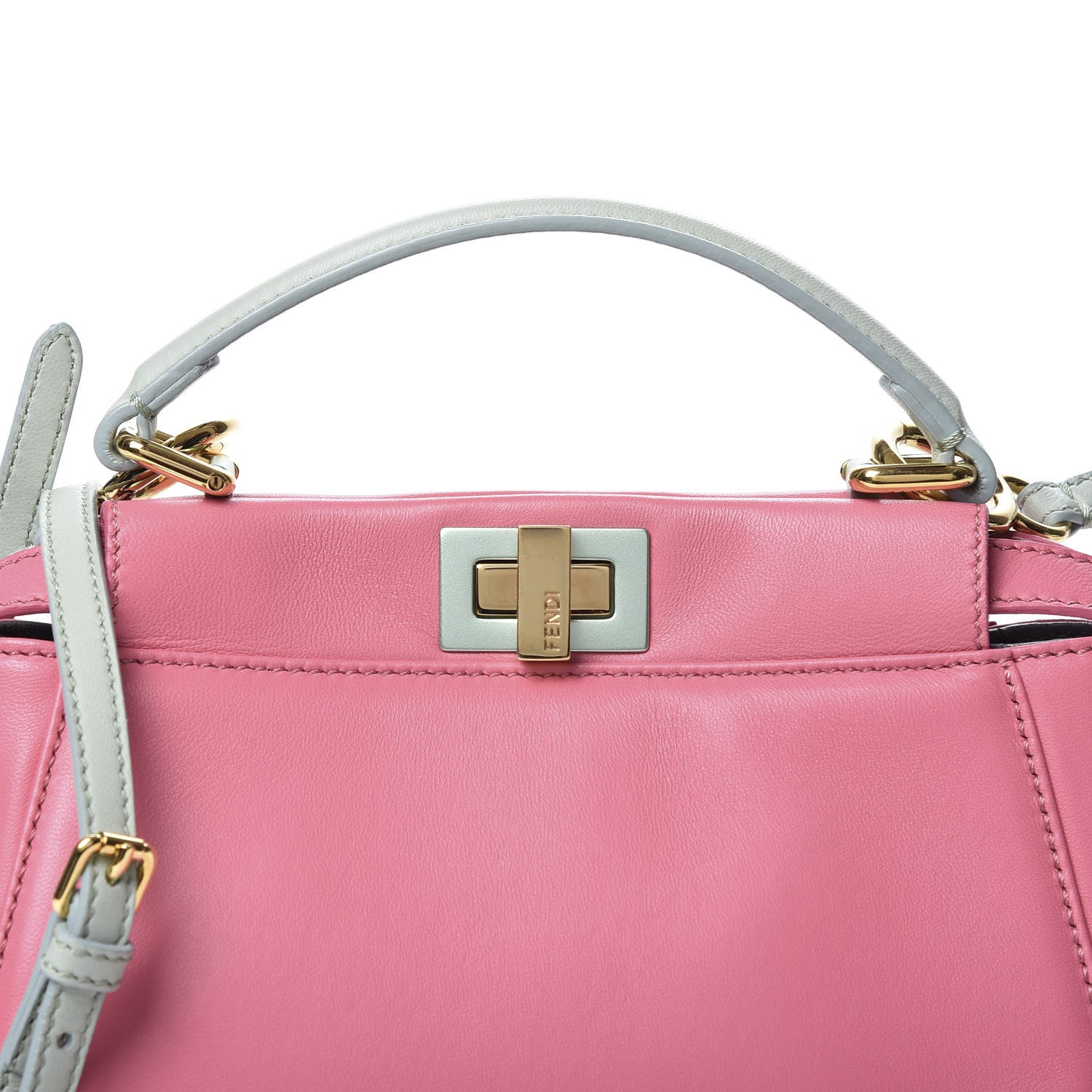 Fendi Nappa Colorblock Mini Peekaboo Iconic Satchel Rosa Fluo Oxigen Slate 10 of 10