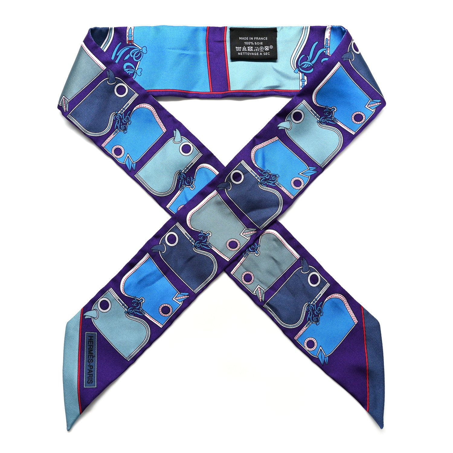 Hermes Silk Camails Twilly Scarf Violet Azure Celado 1 of 5
