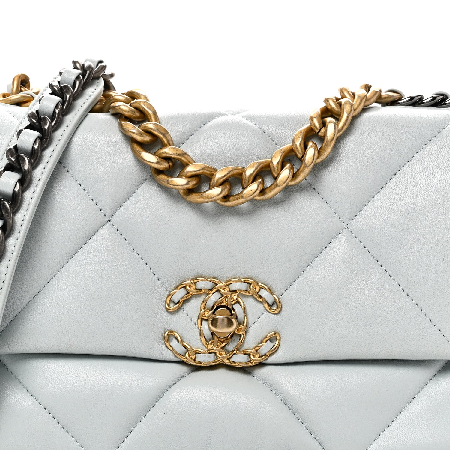 Chanel Lambskin Quilted Medium Chanel 19 Flap Light Blue 1878938
